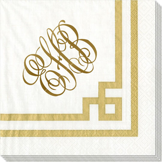 Gold and White Greek Key Caspari Napkins